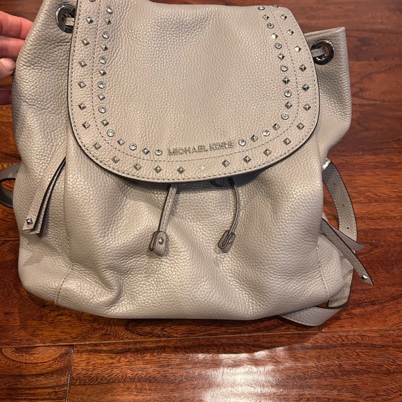 Michael Kors Light Gray Studded Backpack - Picture 2 of 5